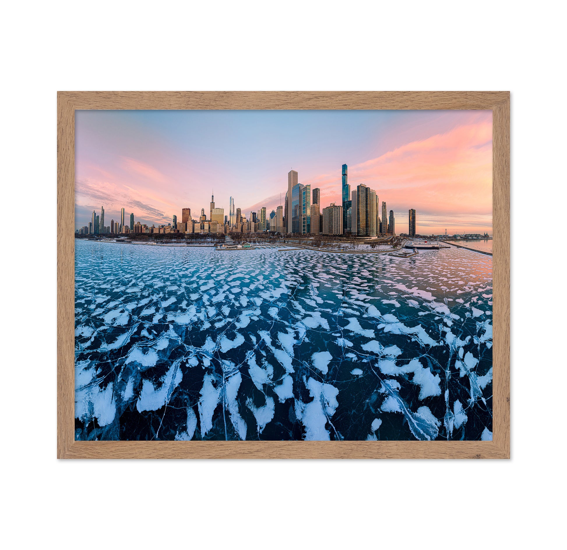 Chicago Shoreline and Frozen Lake
