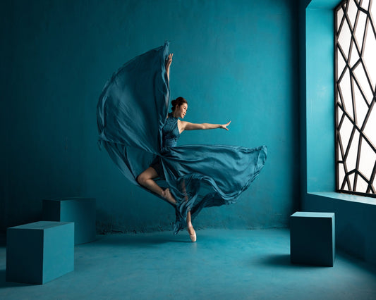 Ballerina on Bluish Background