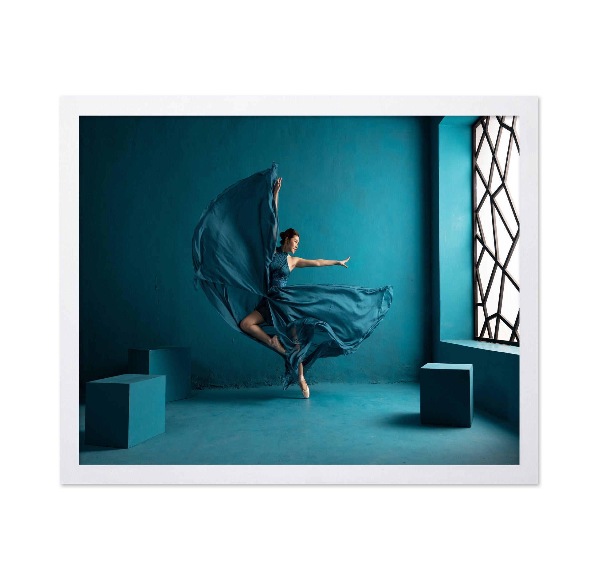 Ballerina on Bluish Background
