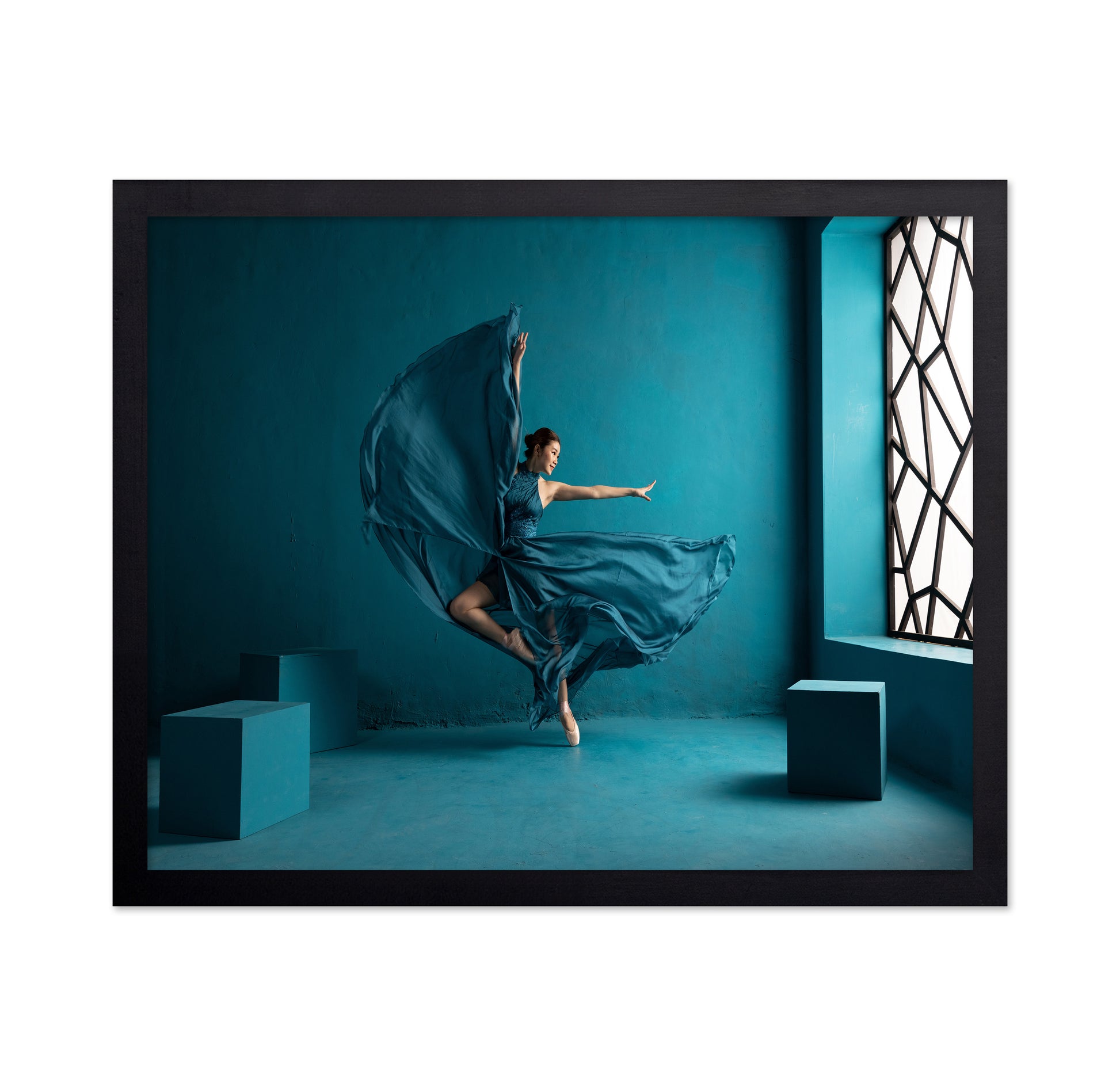 Ballerina on Bluish Background