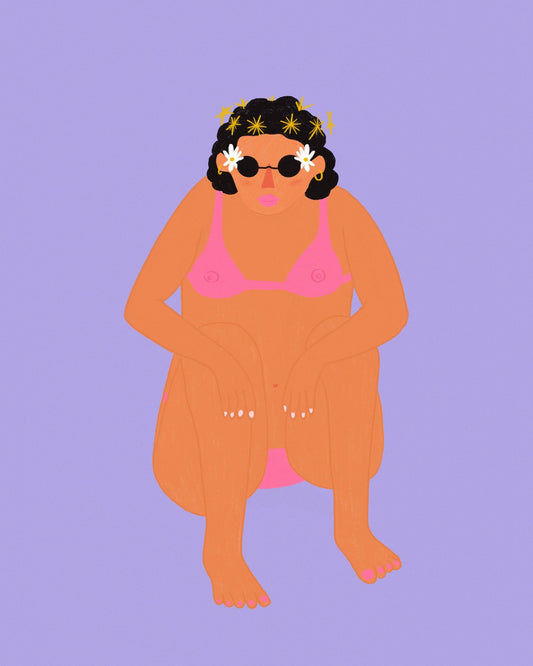 Woman in Bikini Squatting