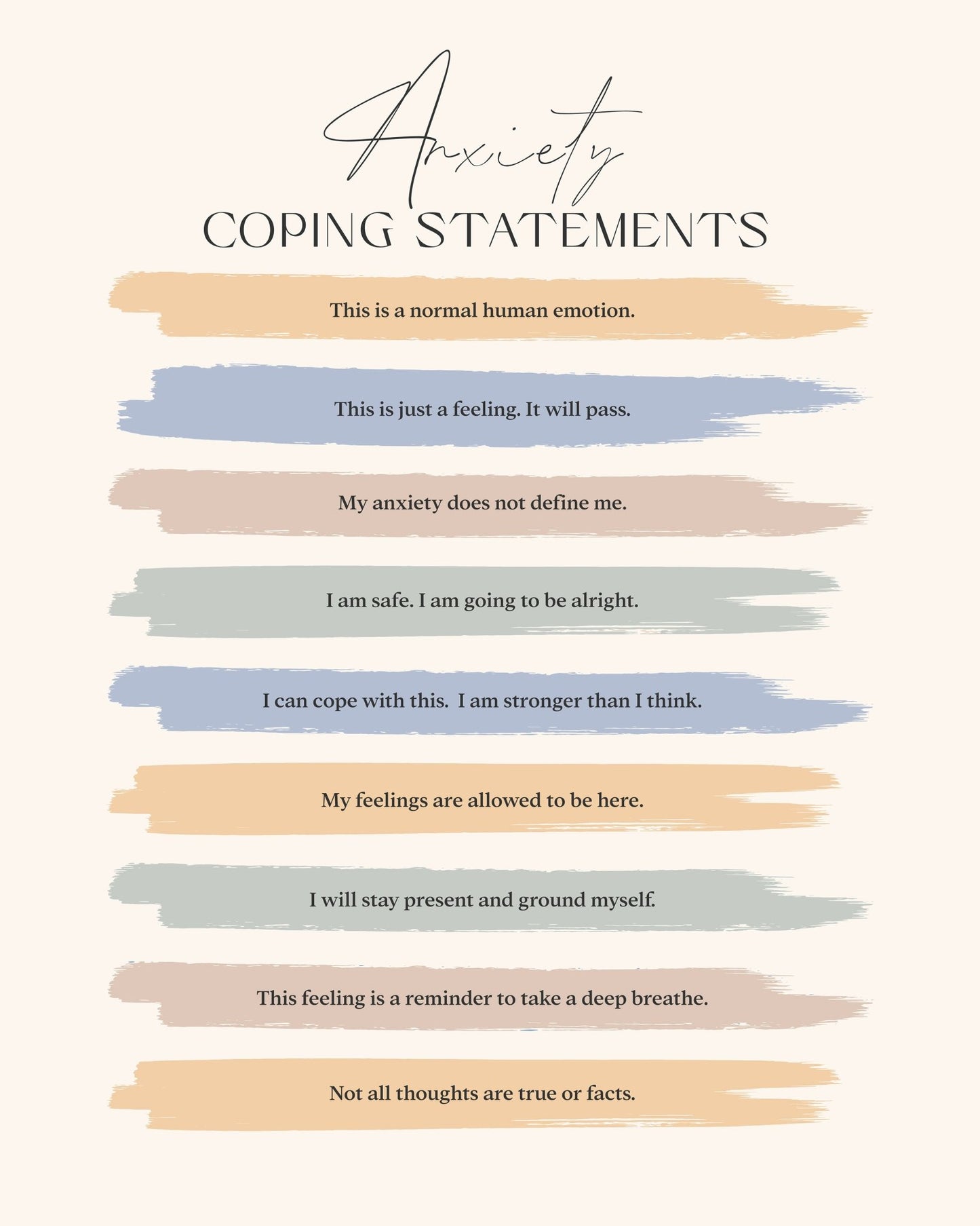 Anxiety Coping Statements