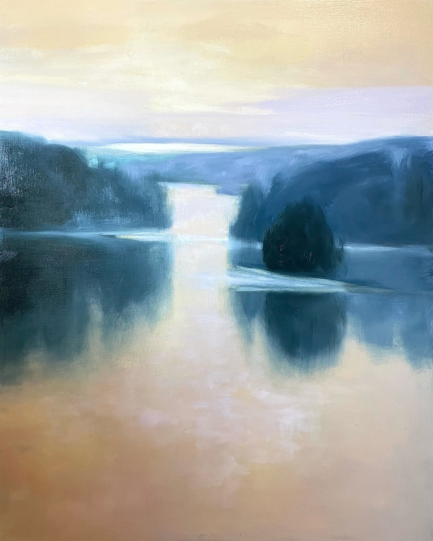 Misty Blue Lake Landscape