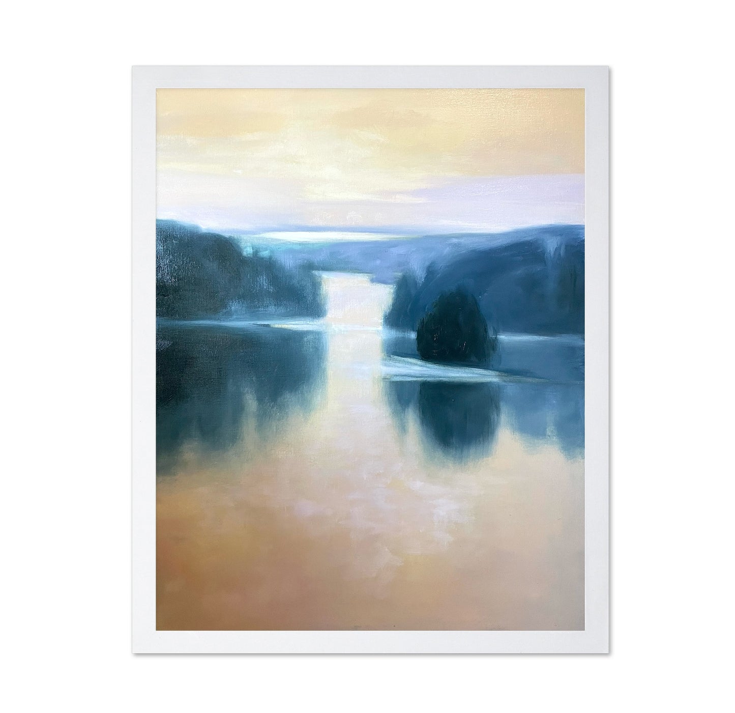 Misty Blue Lake Landscape