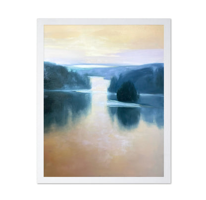 Misty Blue Lake Landscape