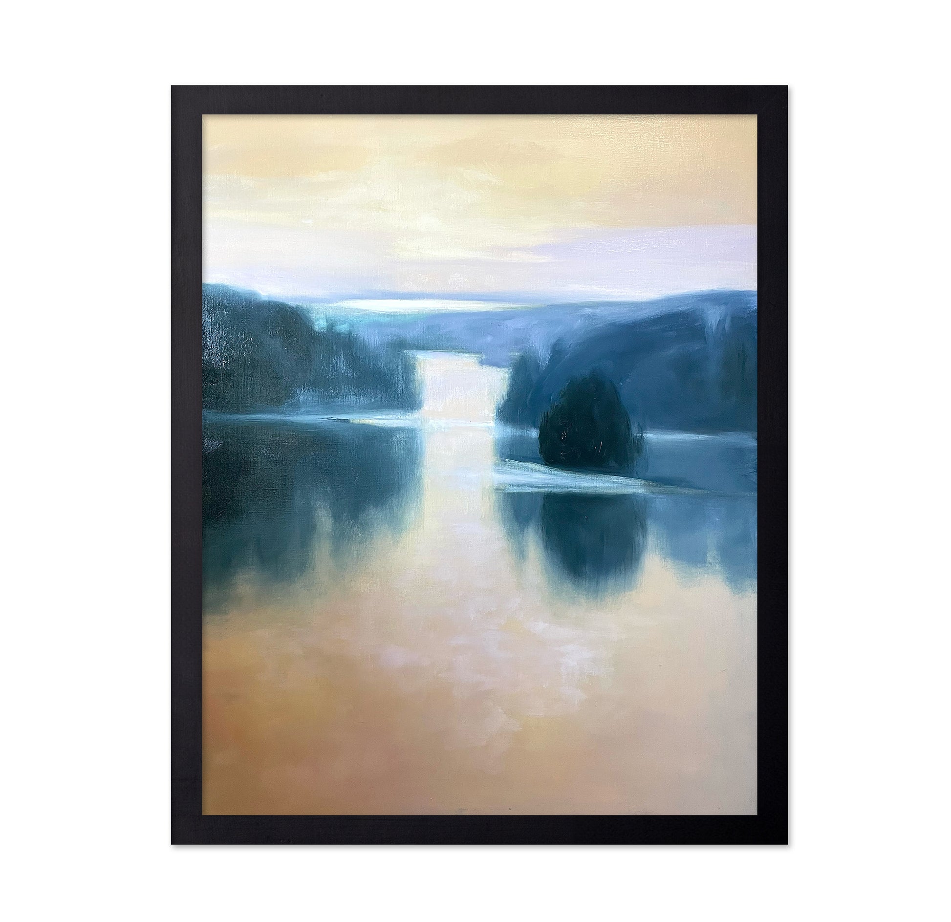 Misty Blue Lake Landscape