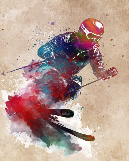 Skiing Down A Snowy Slope