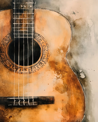 Watercolor Guitar Painting