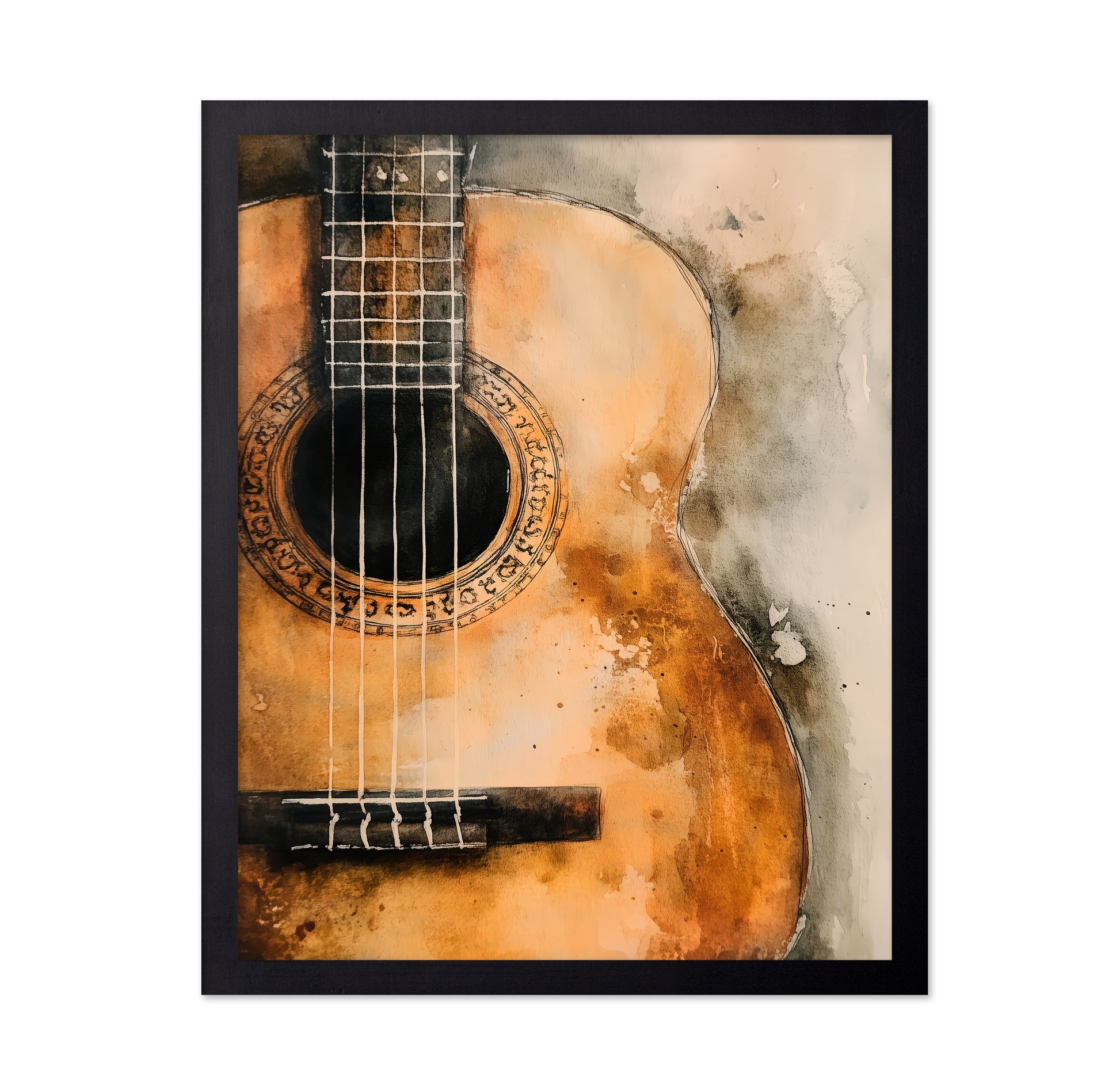 Watercolor Guitar Painting