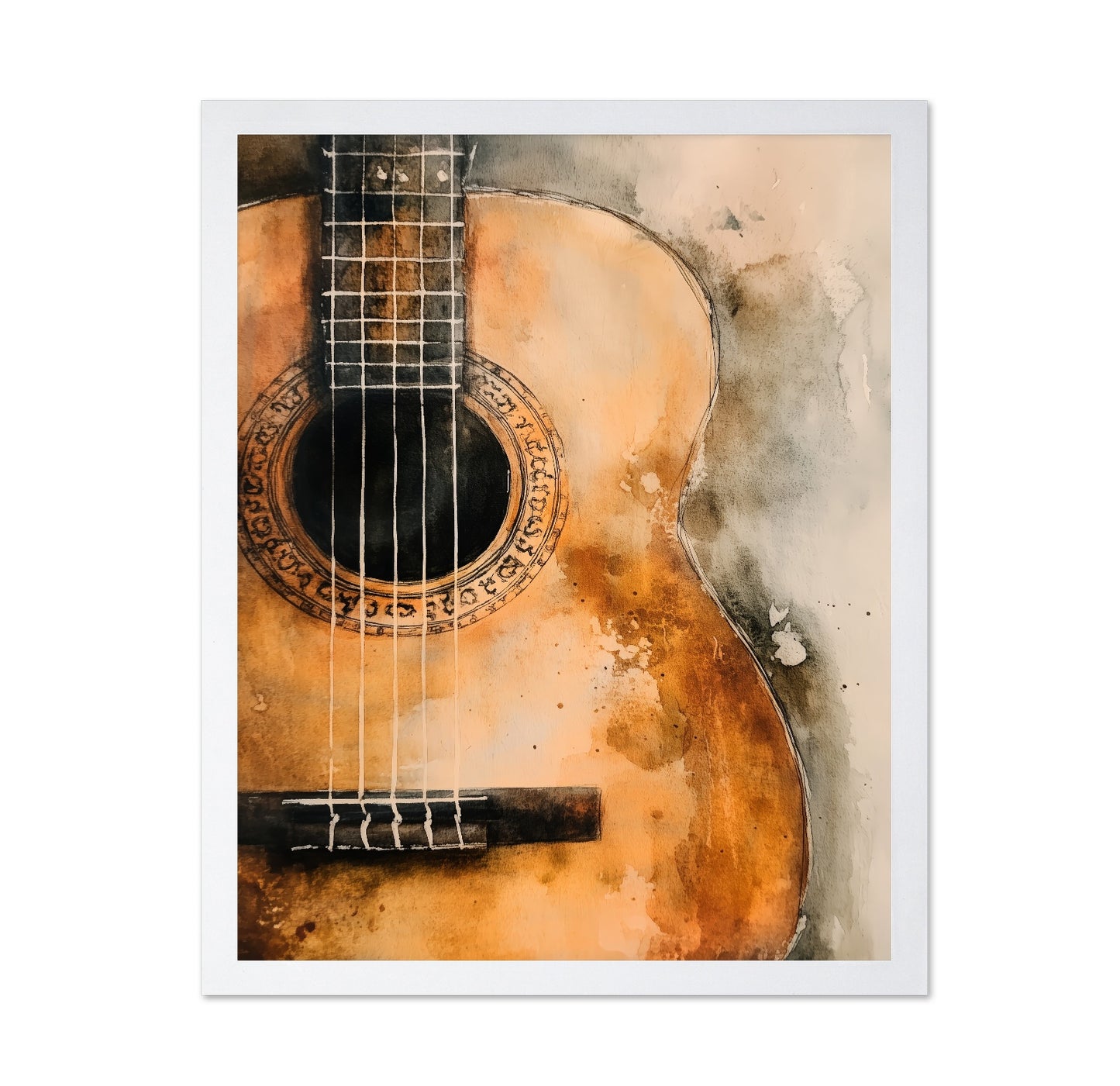 Watercolor Guitar Painting