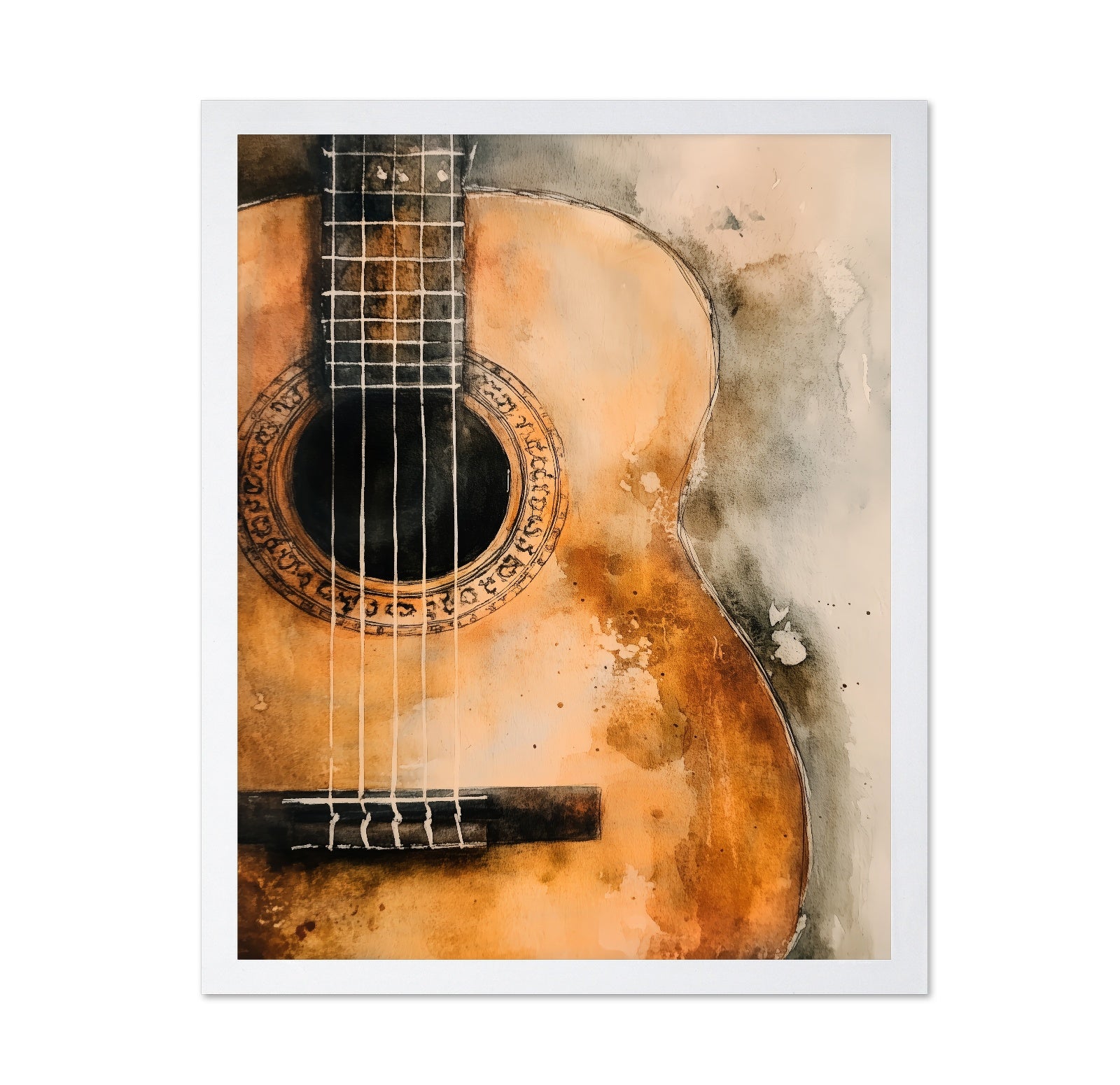 Watercolor Guitar Painting