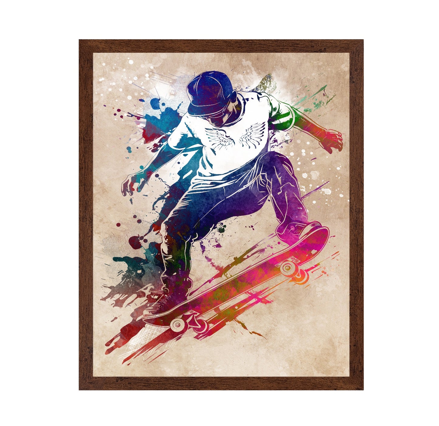 Skateboarder Watercolor Art