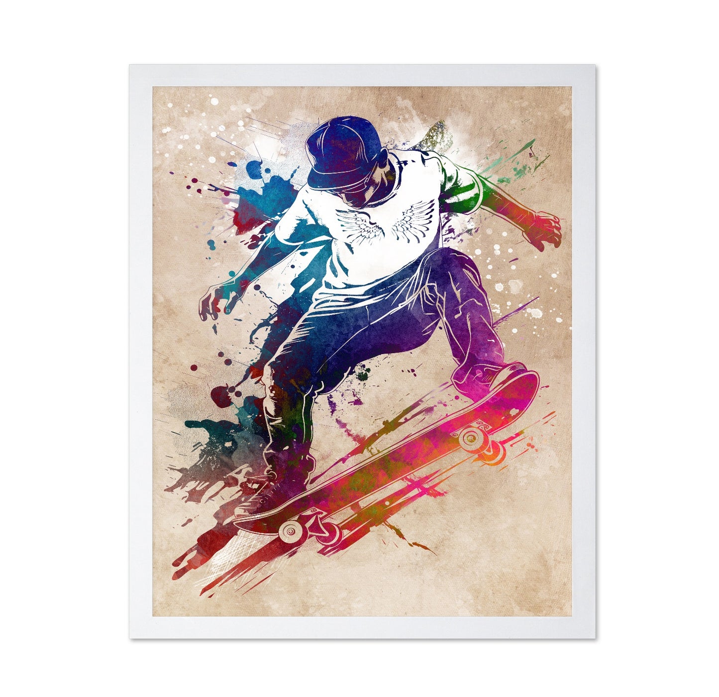Skateboarder Watercolor Art