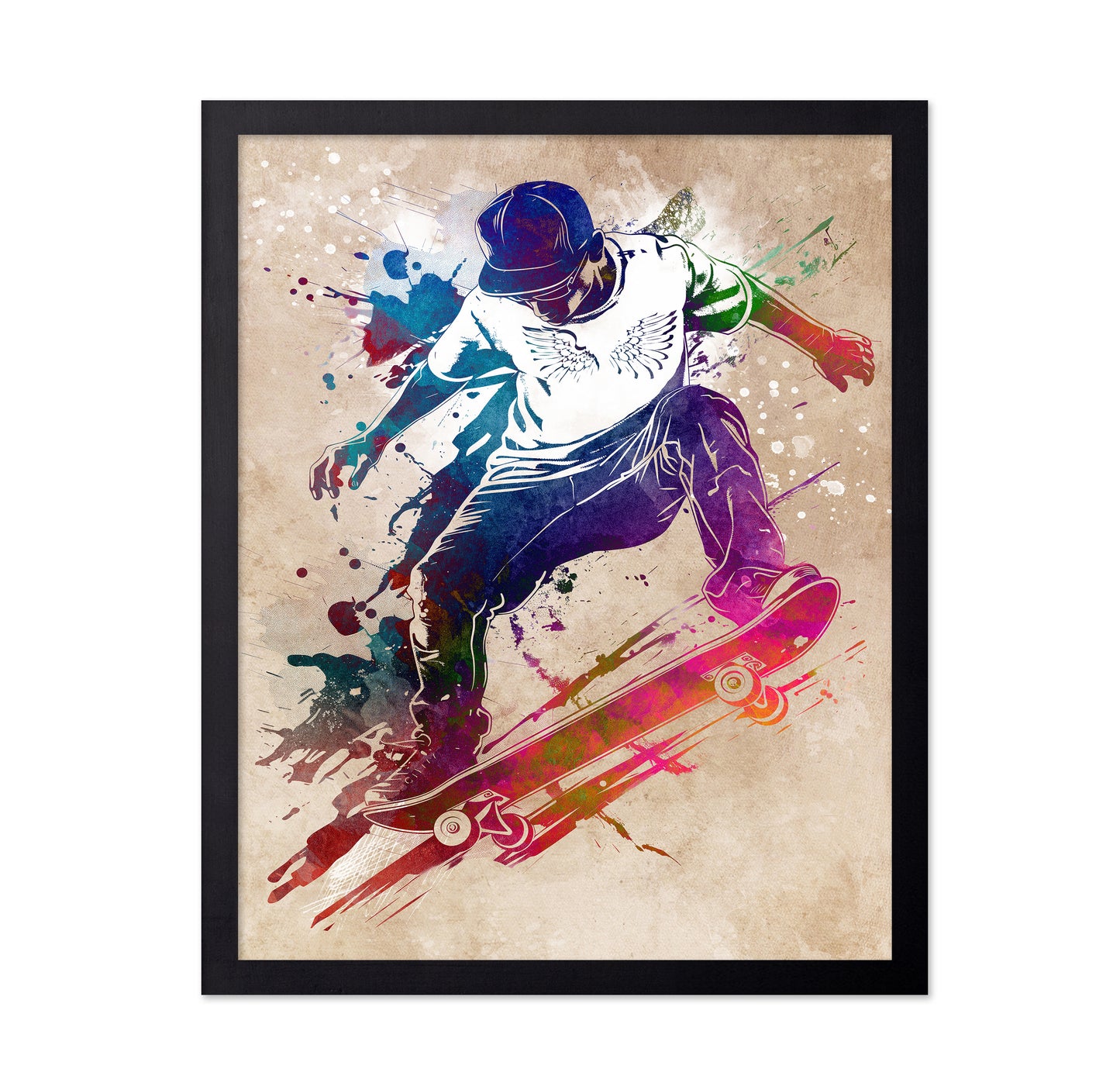 Skateboarder Watercolor Art