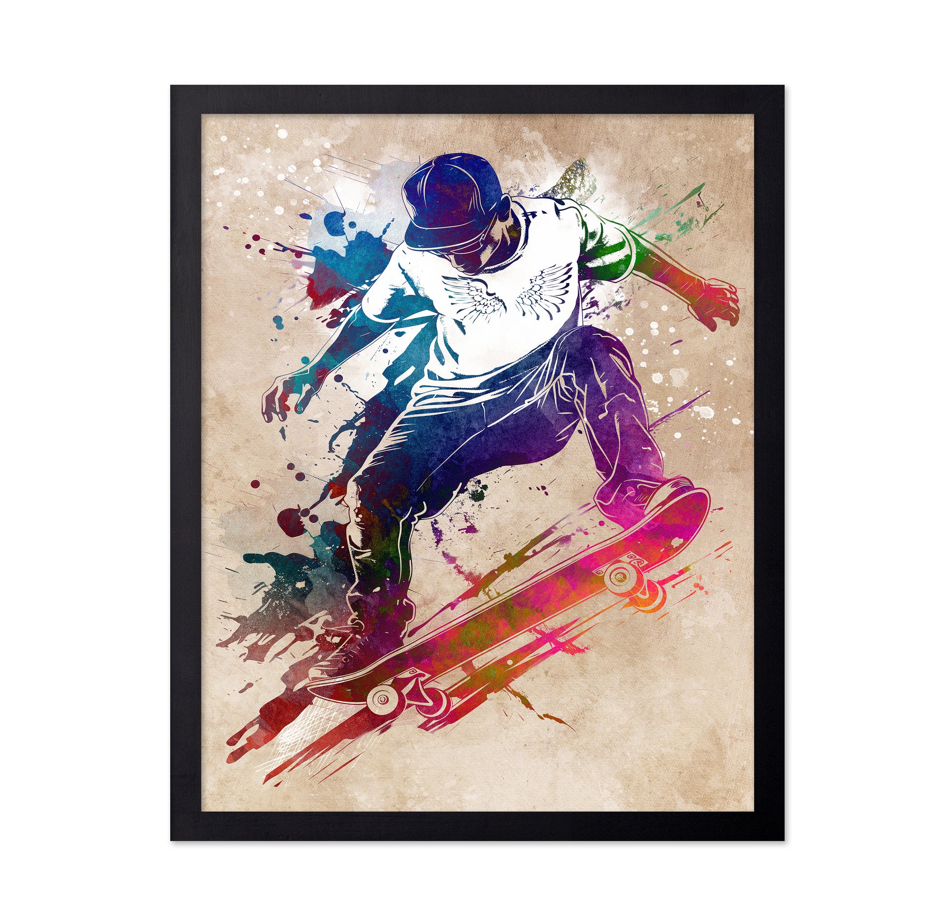 Skateboarder Watercolor Art