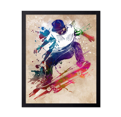 Skateboarder Watercolor Art