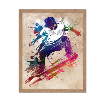 Skateboarder Watercolor Art