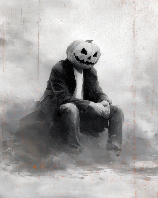 Man With Pumpkin Halloween Scene