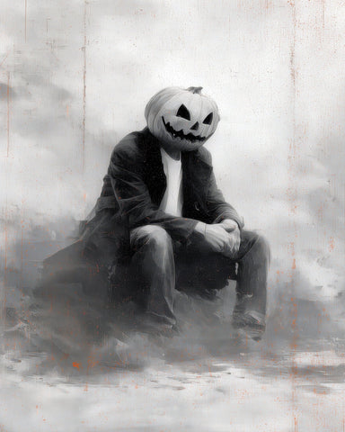 Man With Pumpkin Halloween Scene