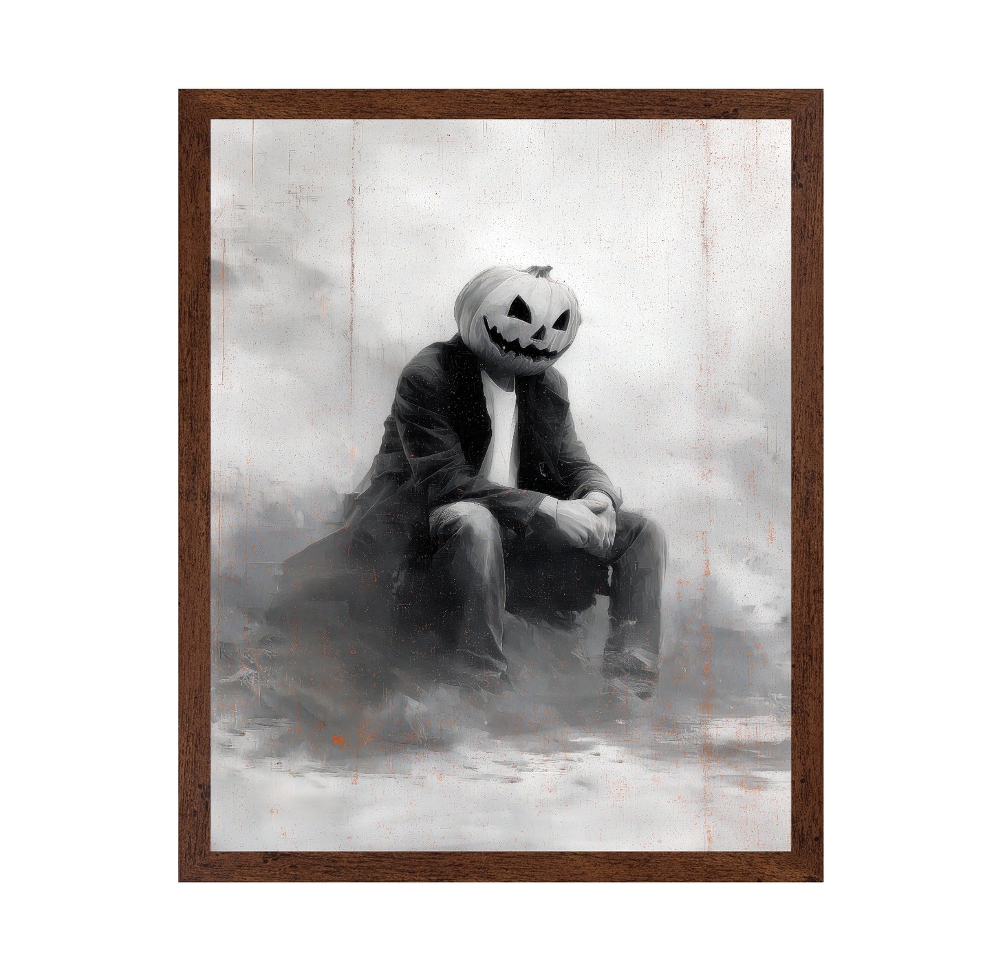 Man With Pumpkin Halloween Scene