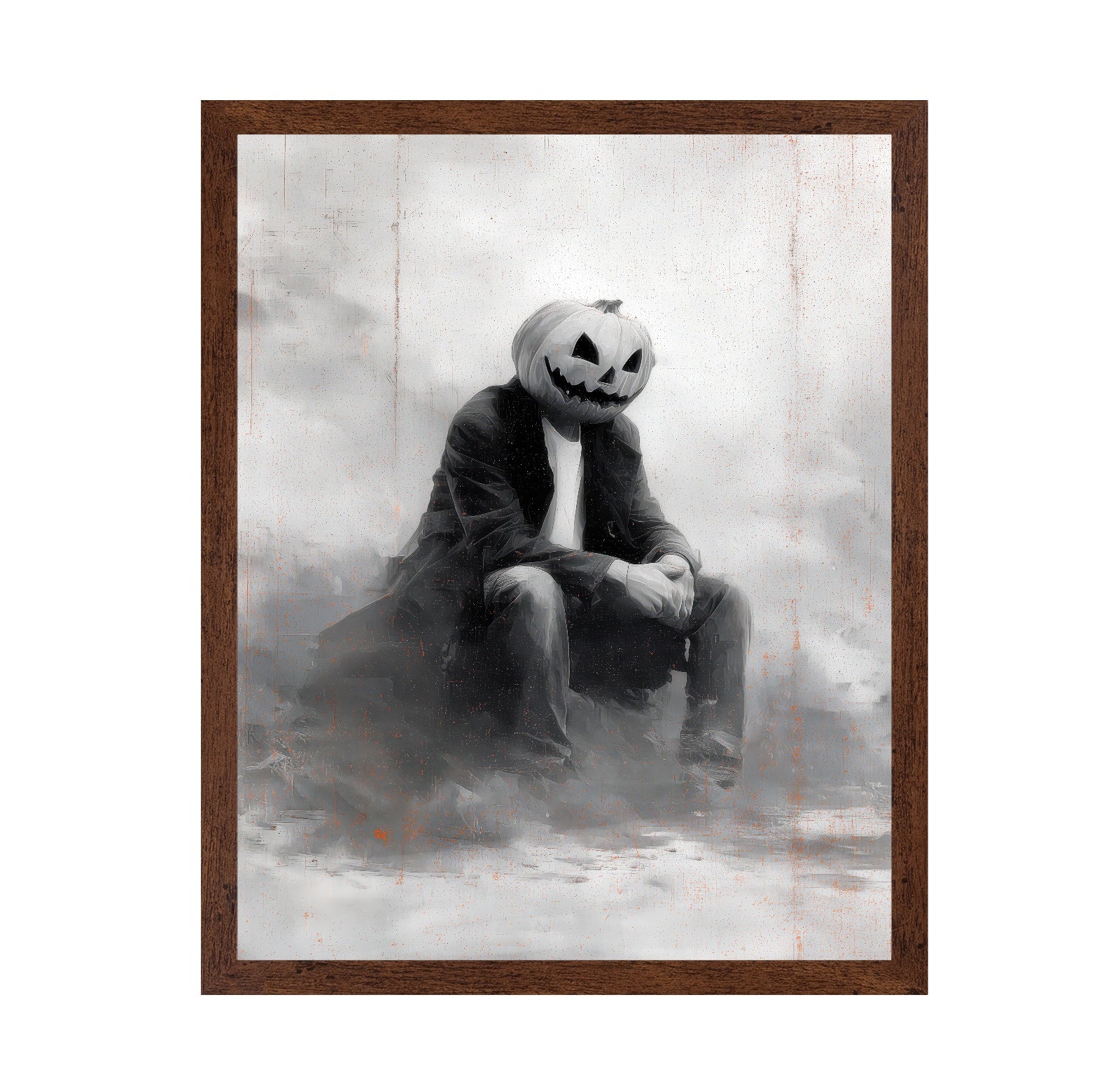 Man With Pumpkin Halloween Scene