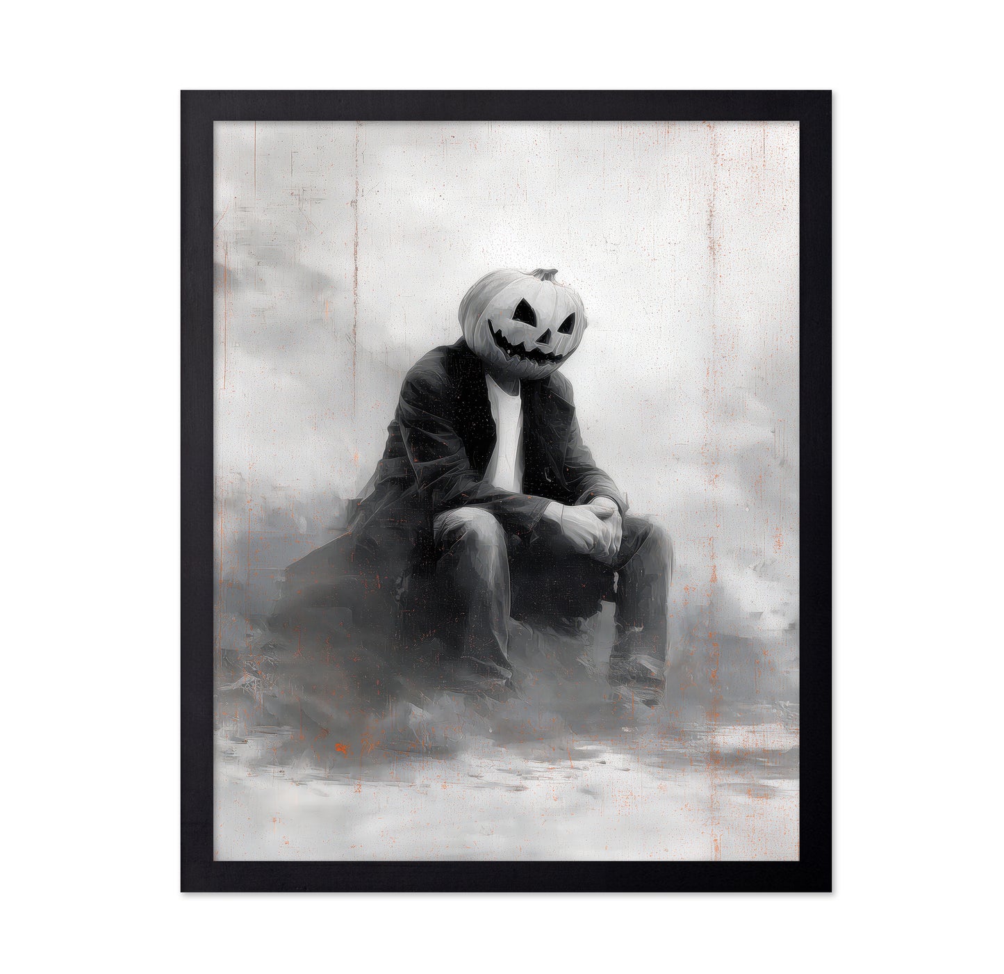 Man With Pumpkin Halloween Scene