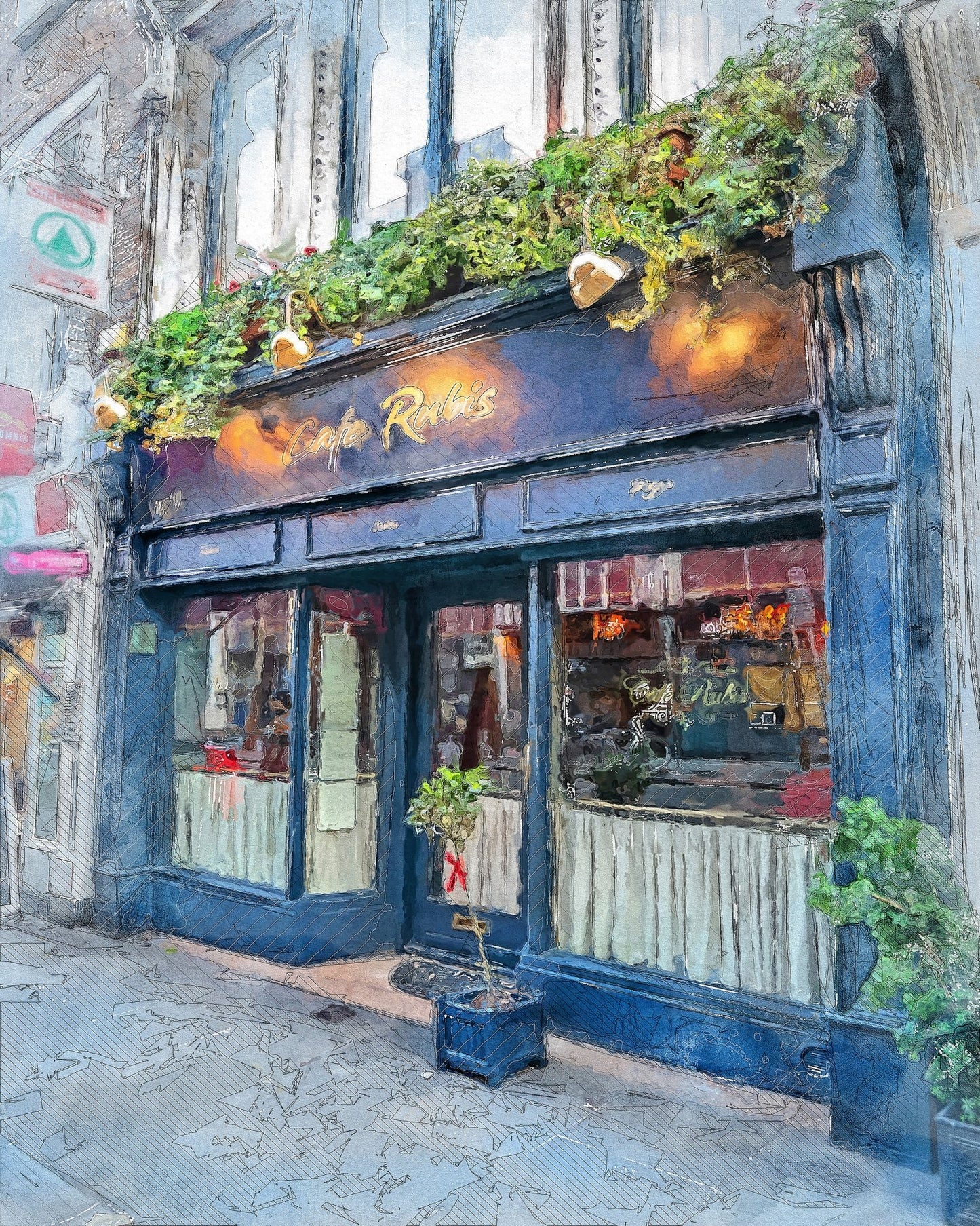 Dublin City Watercolor Art Ireland