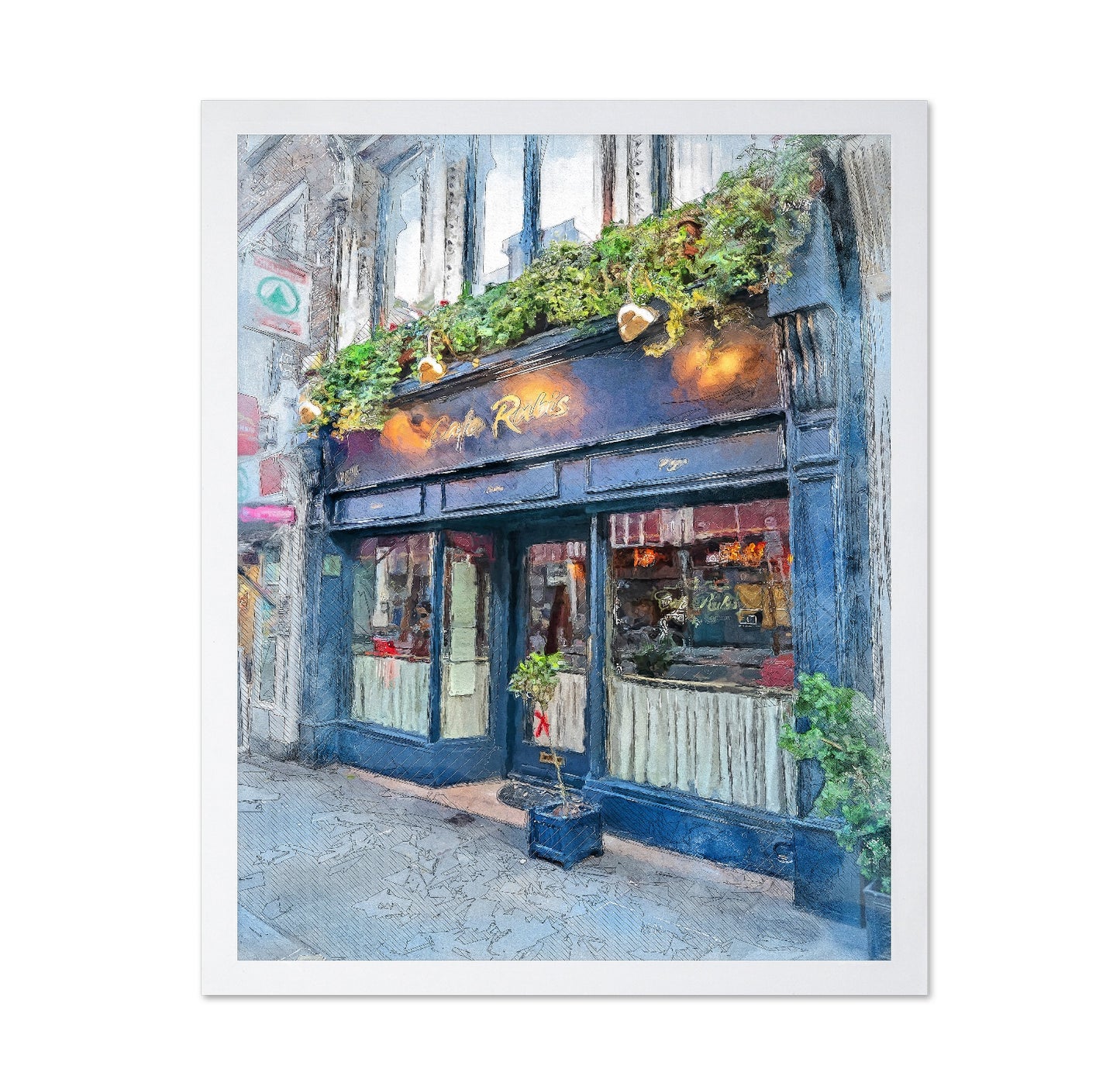 Dublin City Watercolor Art Ireland