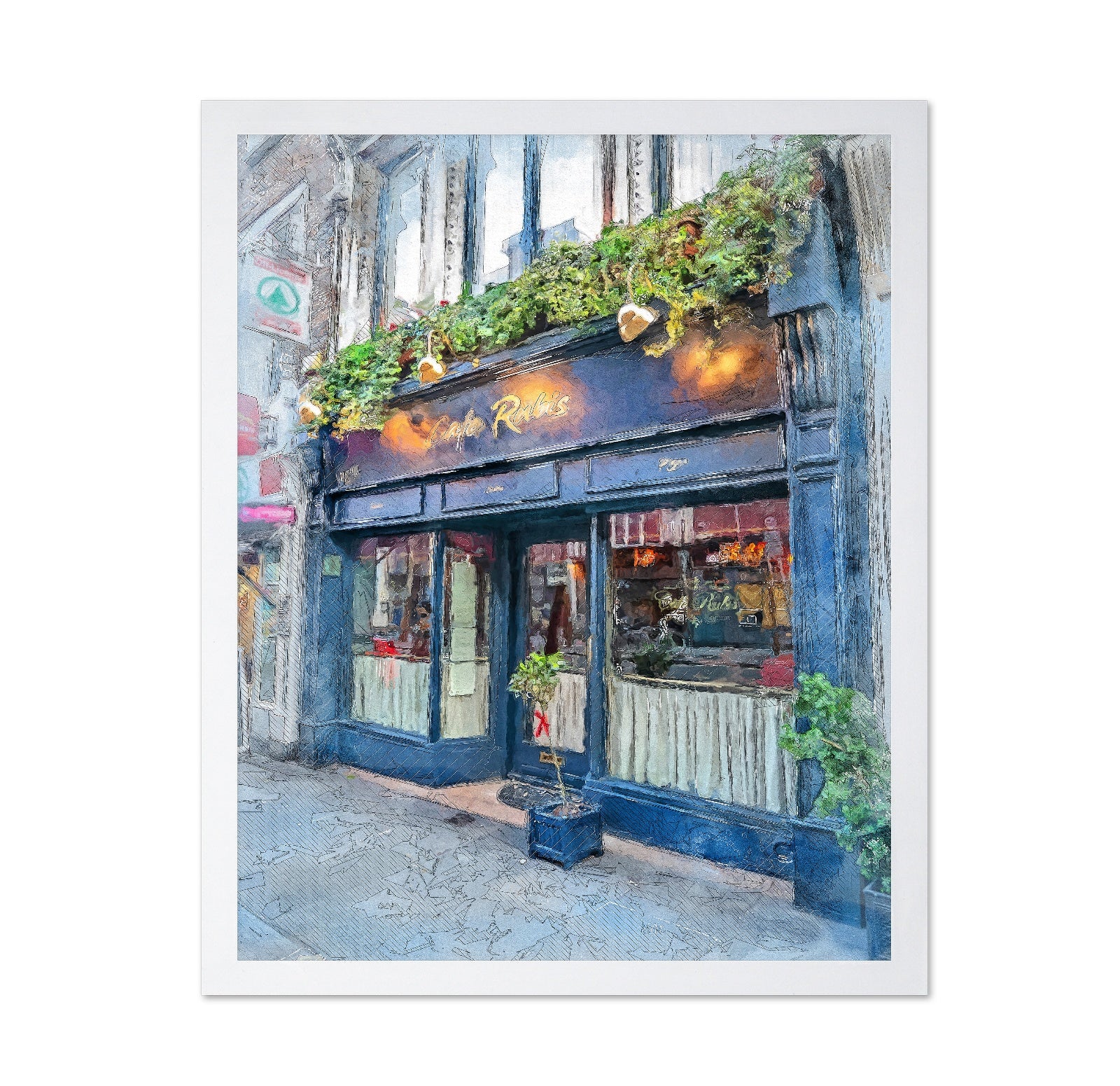 Dublin City Watercolor Art Ireland