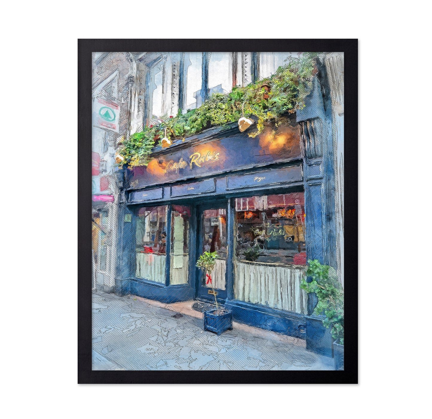 Dublin City Watercolor Art Ireland
