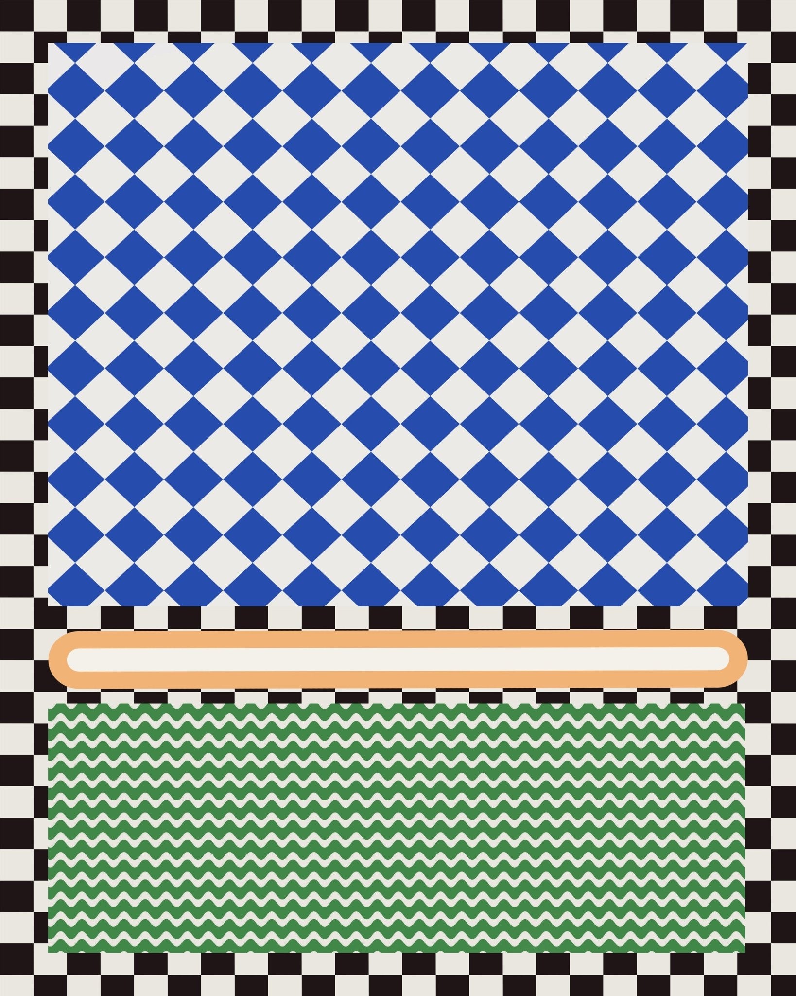 Geometric Blue and White