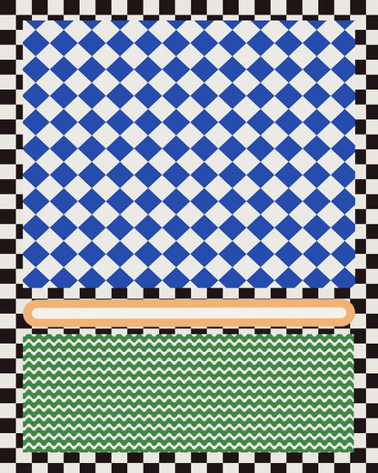 Geometric Blue and White
