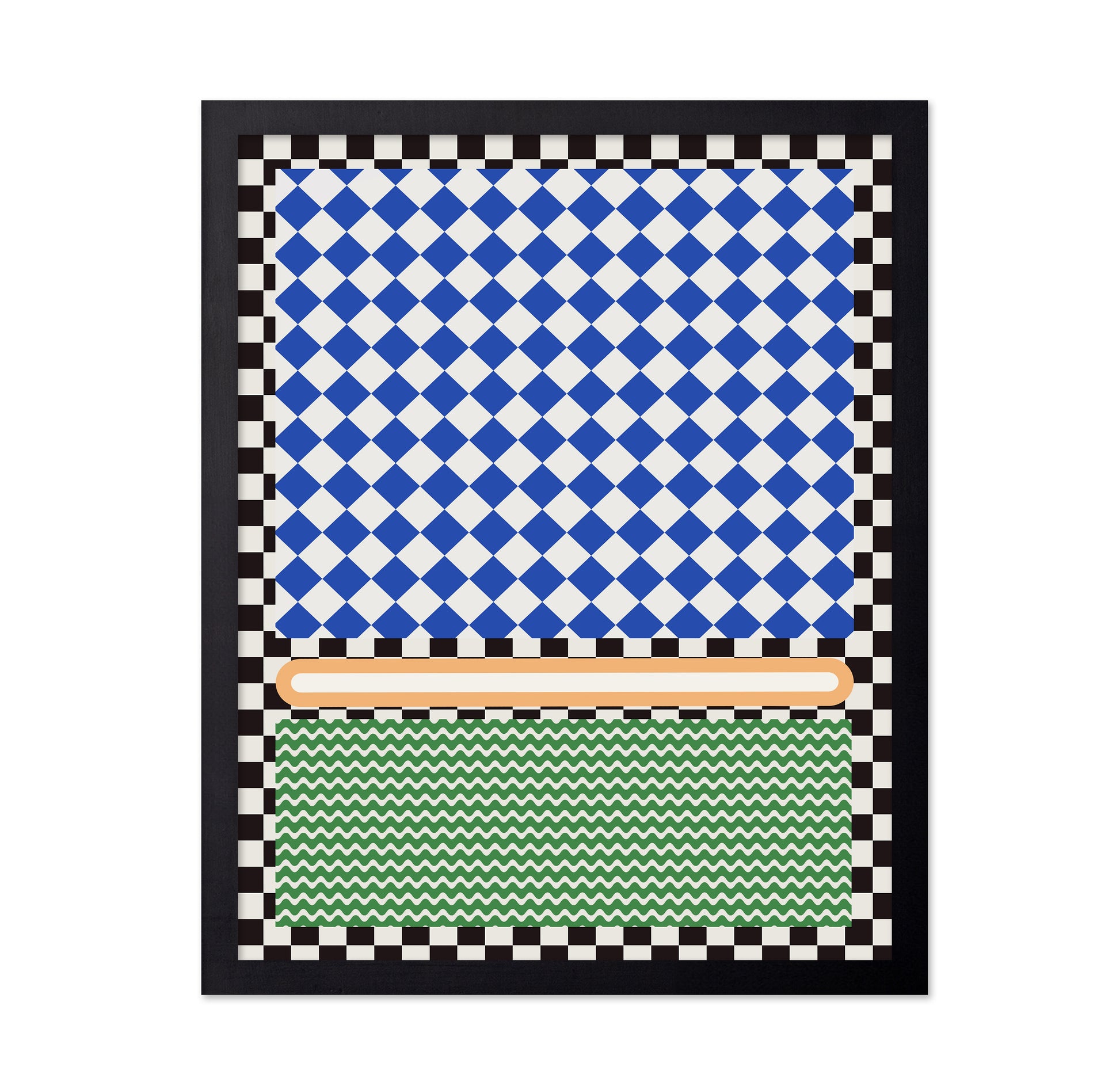 Geometric Blue and White