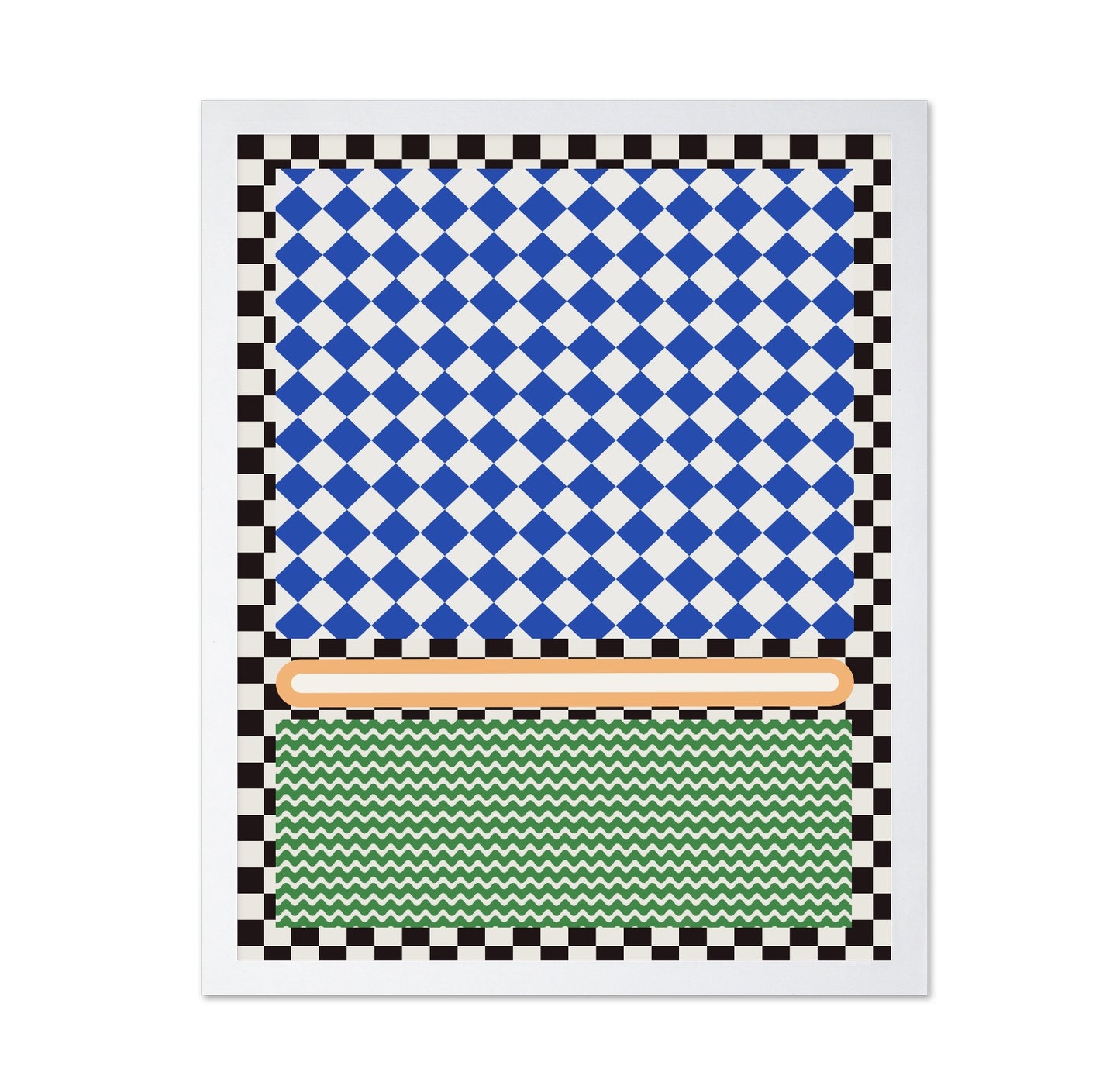Geometric Blue and White