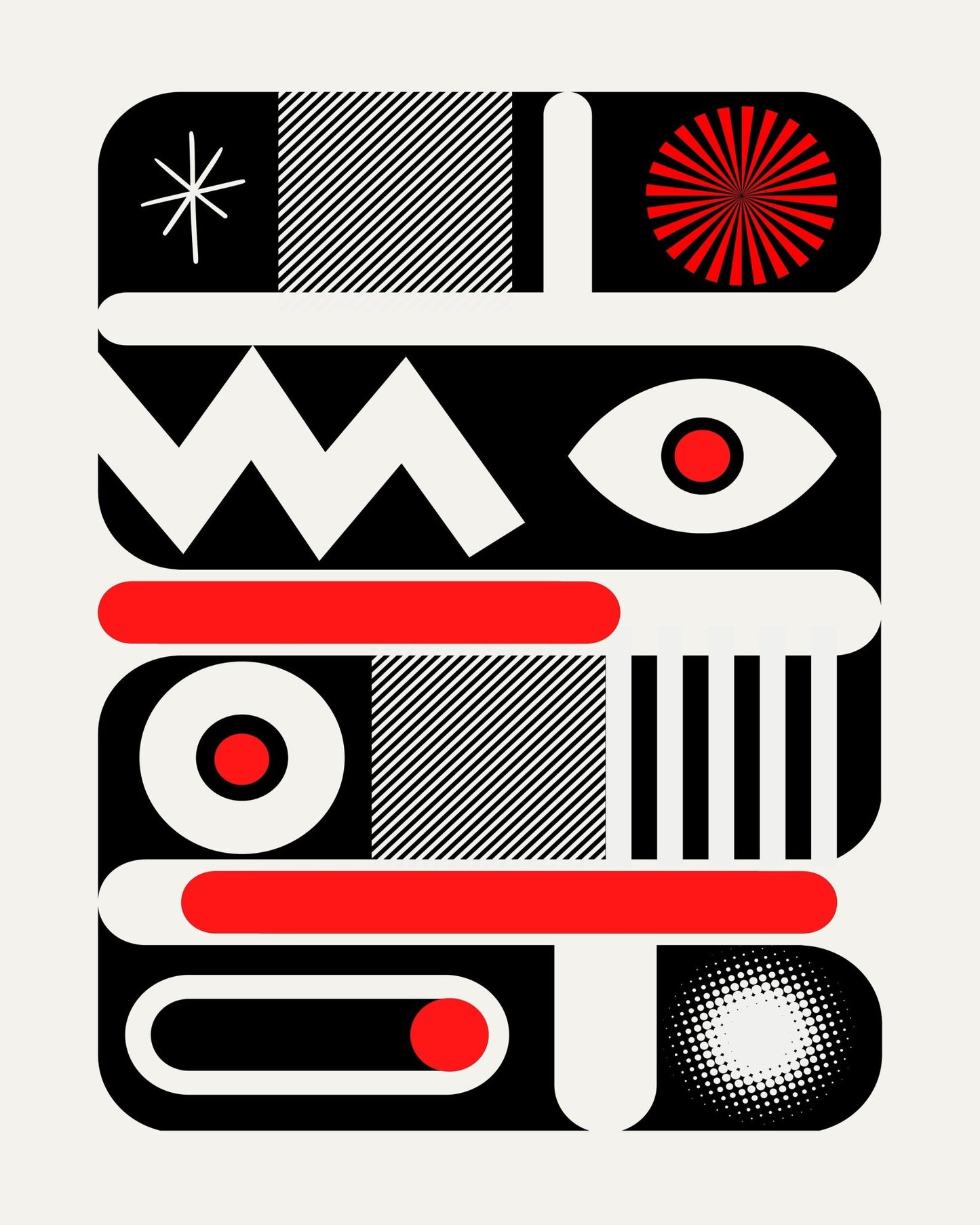 Red Mono Geometrical