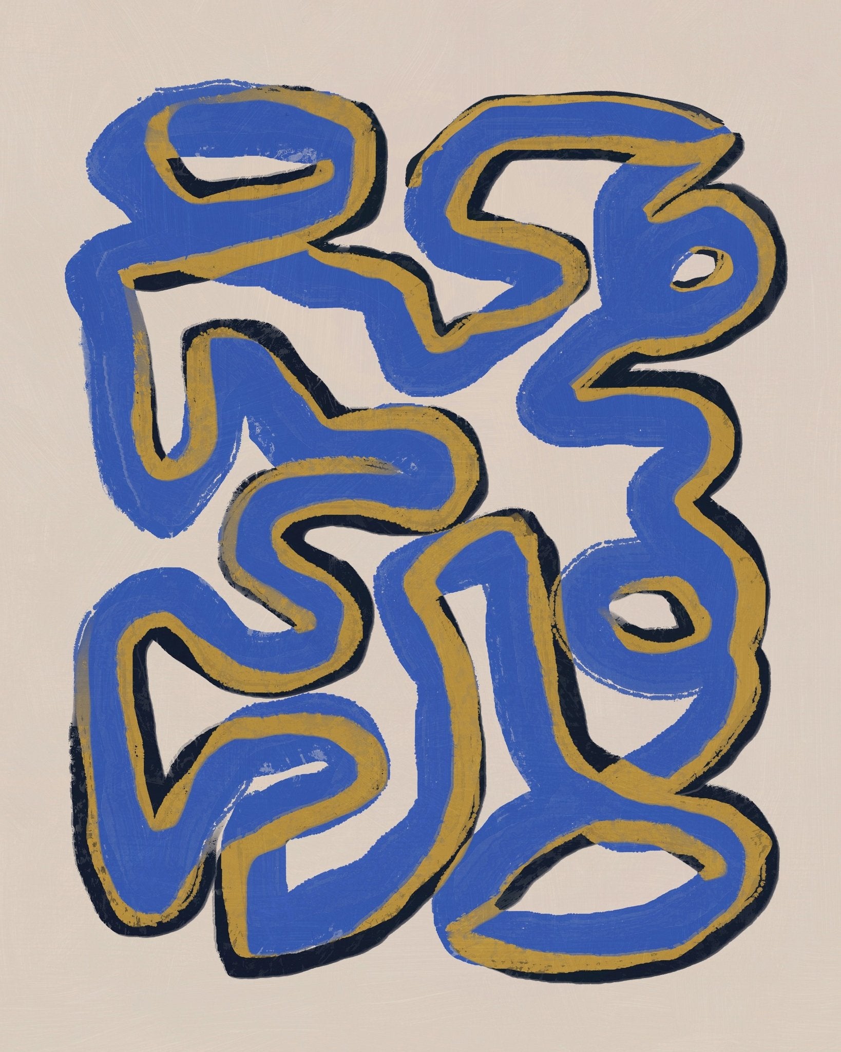 Intertwined Blue and Ochre Lines