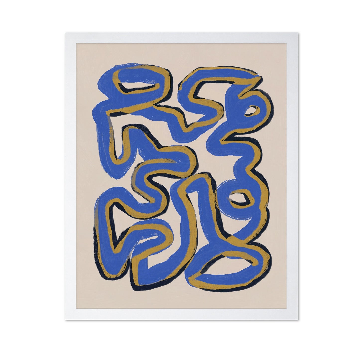 Intertwined Blue and Ochre Lines