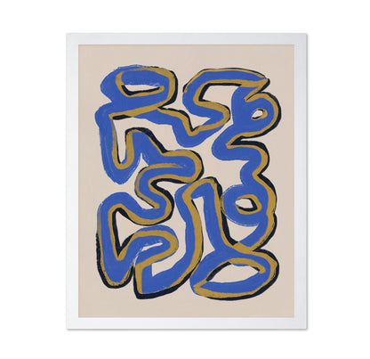 Intertwined Blue and Ochre Lines