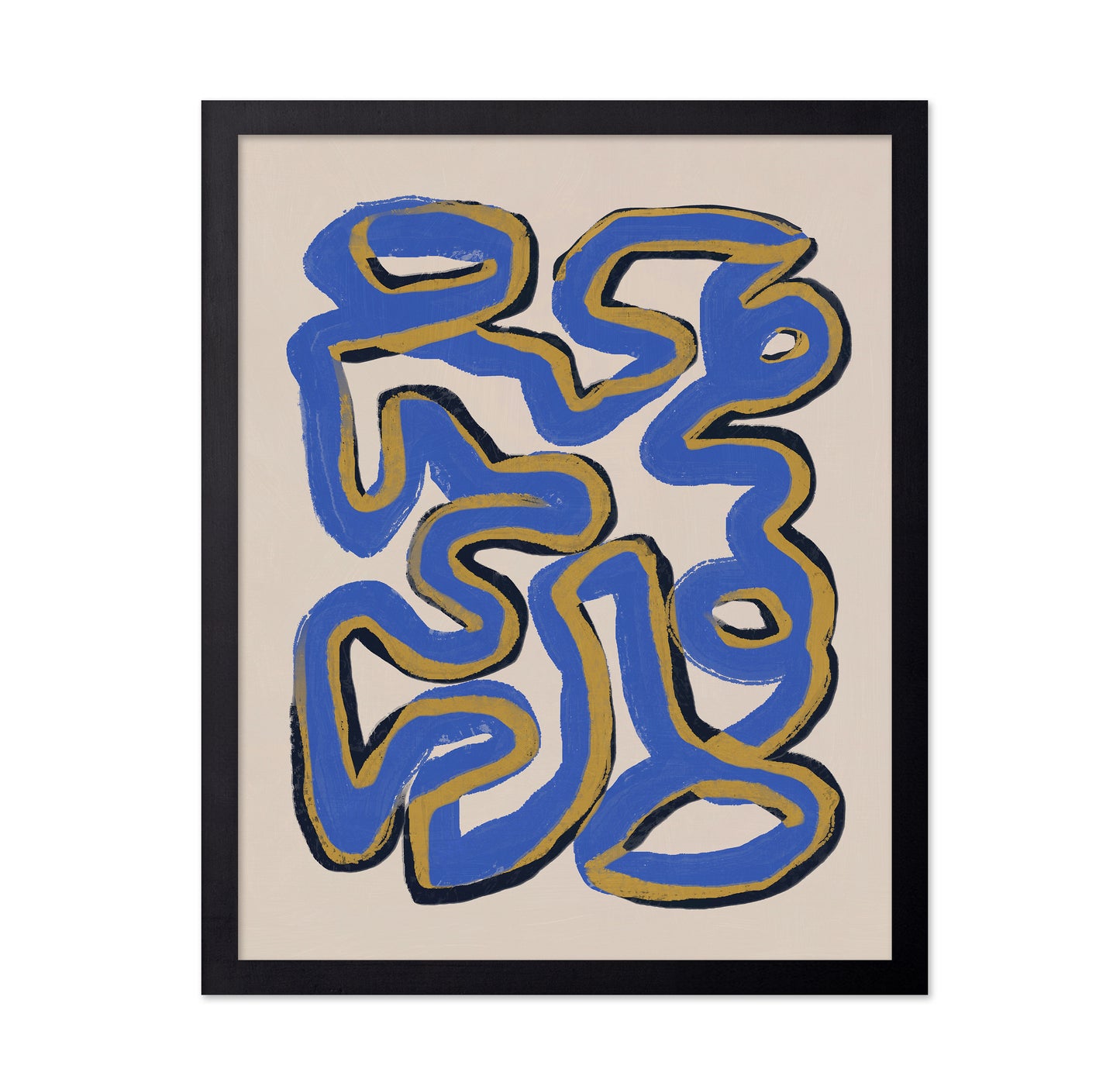 Intertwined Blue and Ochre Lines