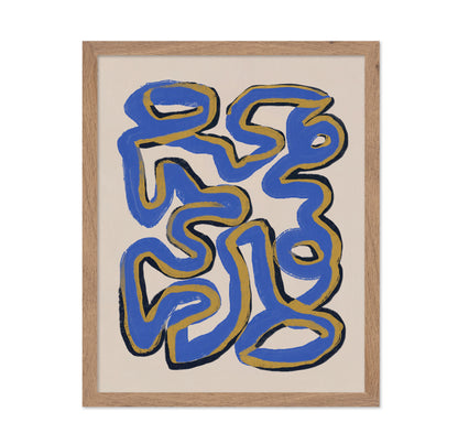 Intertwined Blue and Ochre Lines