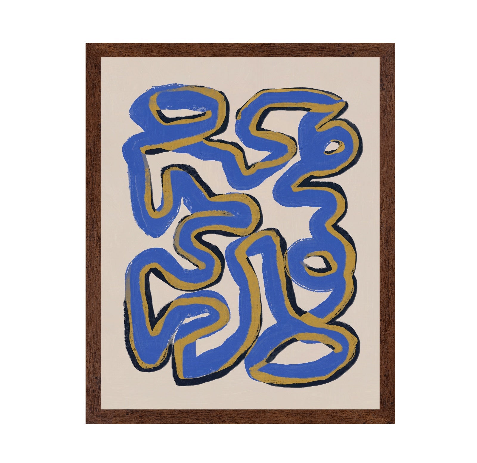 Intertwined Blue and Ochre Lines