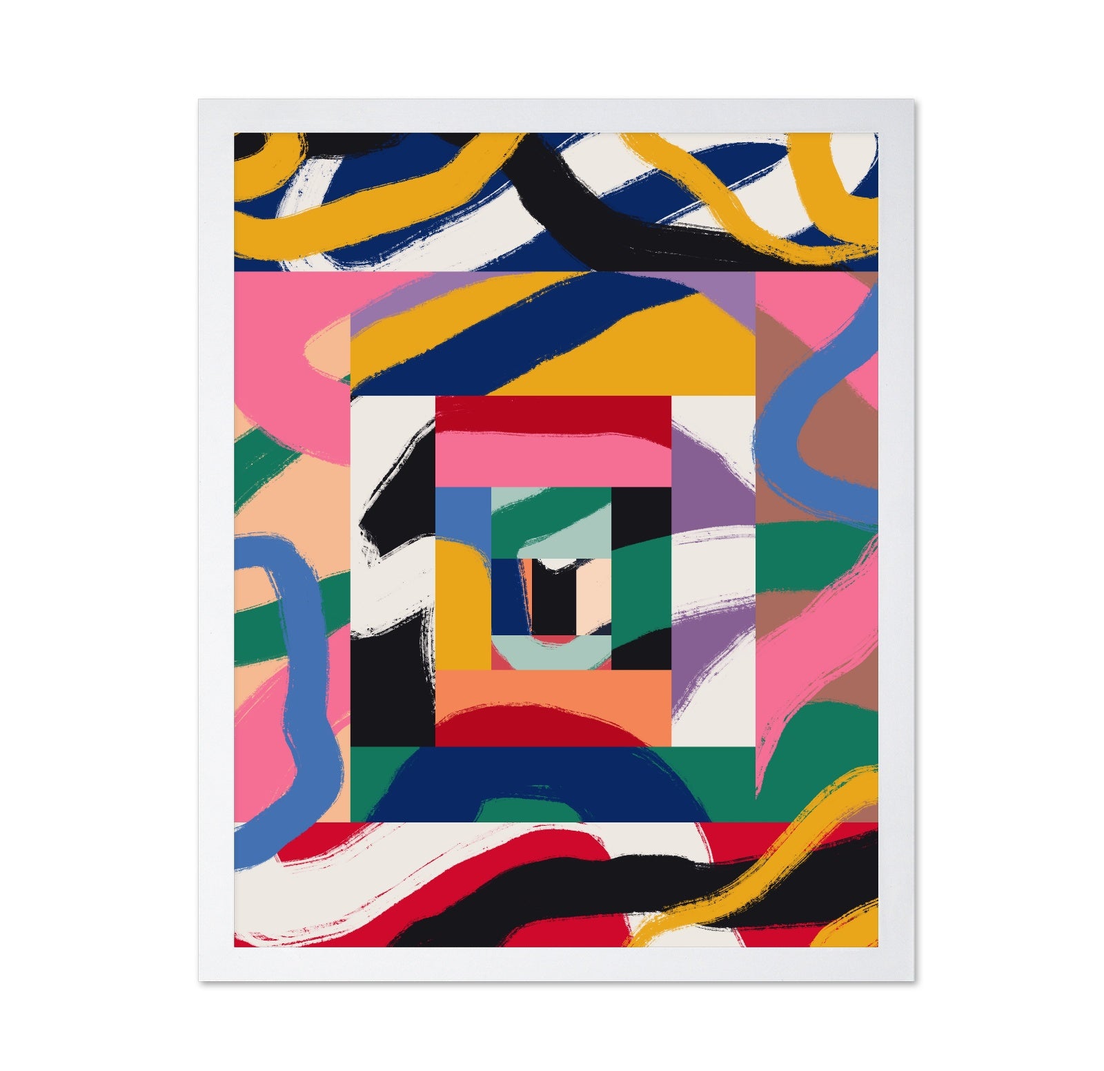 Geometric Shapes and Bold Brushstrokes