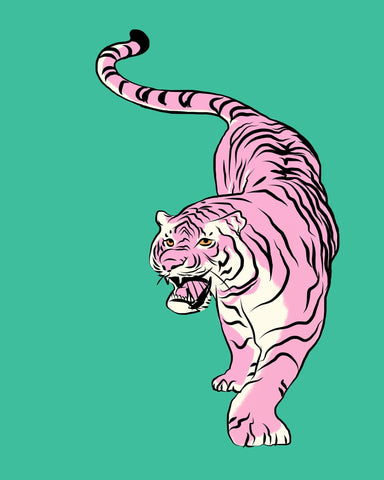Tiger In Light Pink and Green