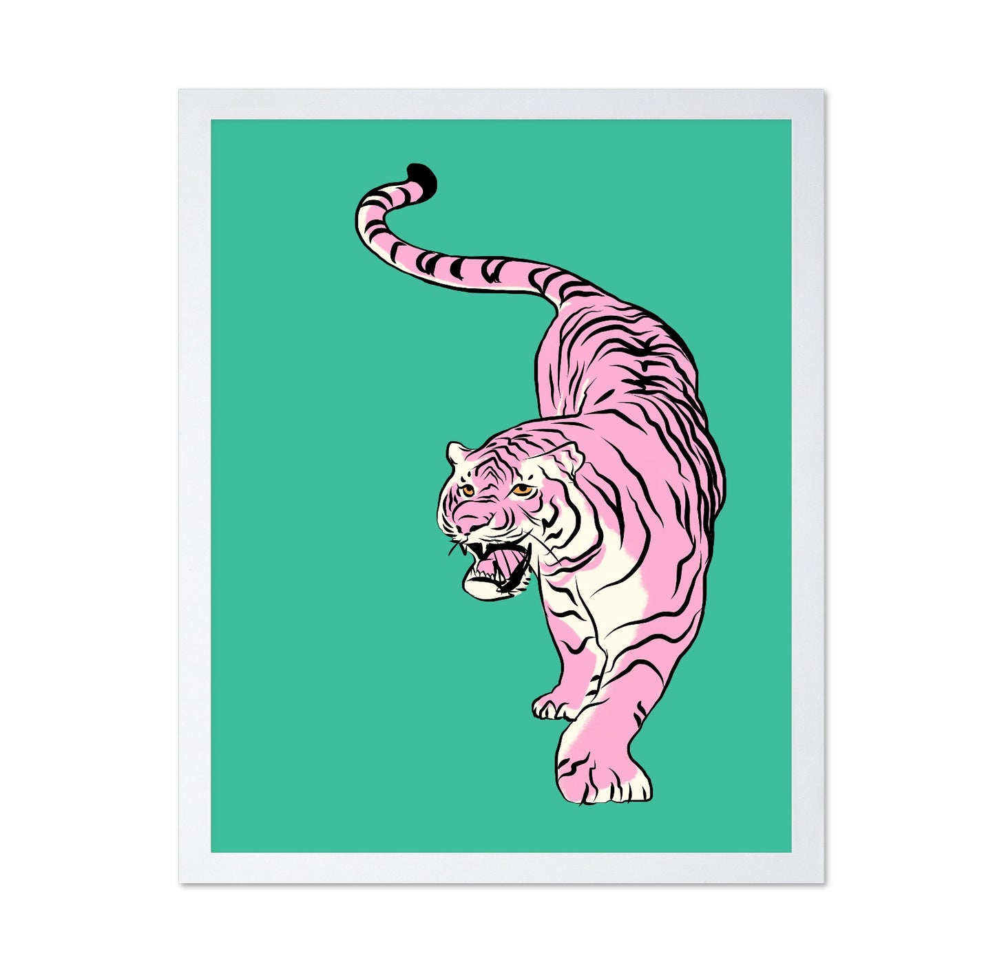 Tiger In Light Pink and Green