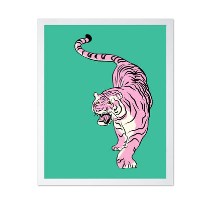 Tiger In Light Pink and Green