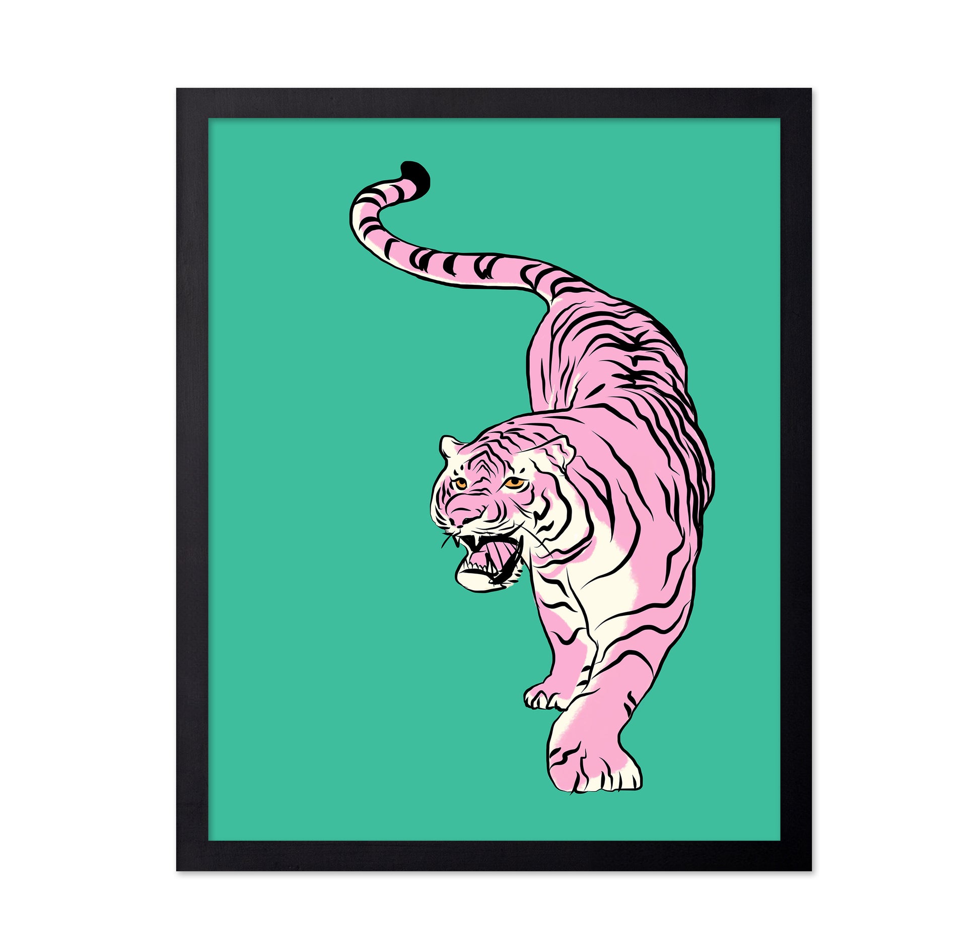 Tiger In Light Pink and Green