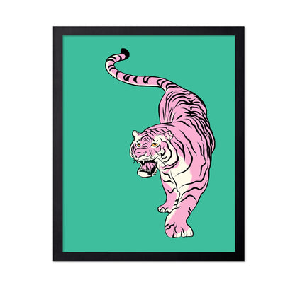 Tiger In Light Pink and Green