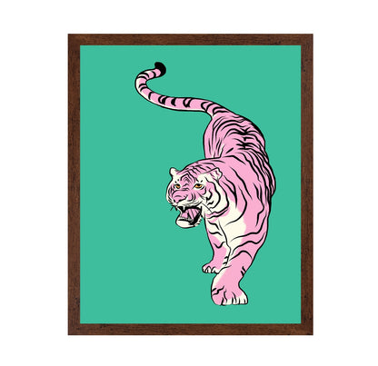 Tiger In Light Pink and Green