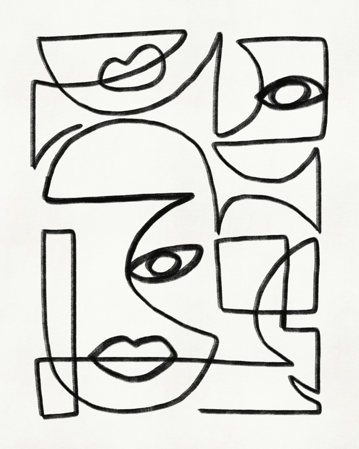 Abstract Line Art Faces