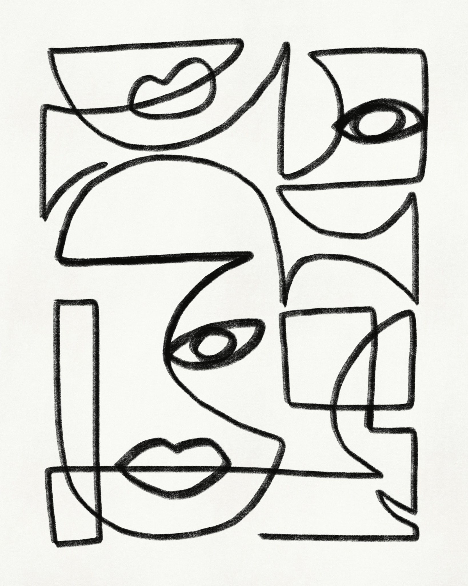 Abstract Line Art Faces